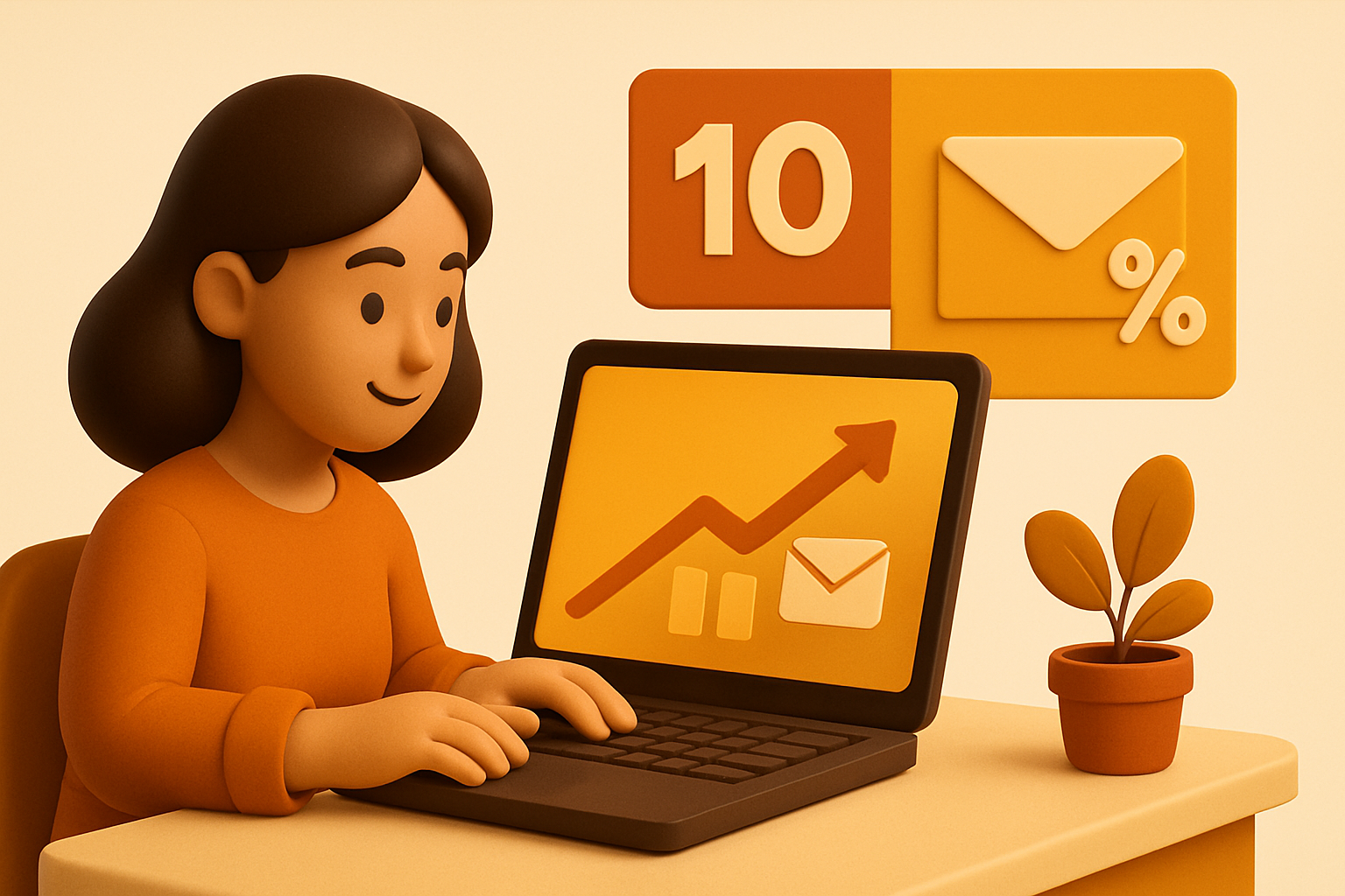 Femme concentrée sur son ordinateur, optimisant la délivrabilité de ses emailings marketing.