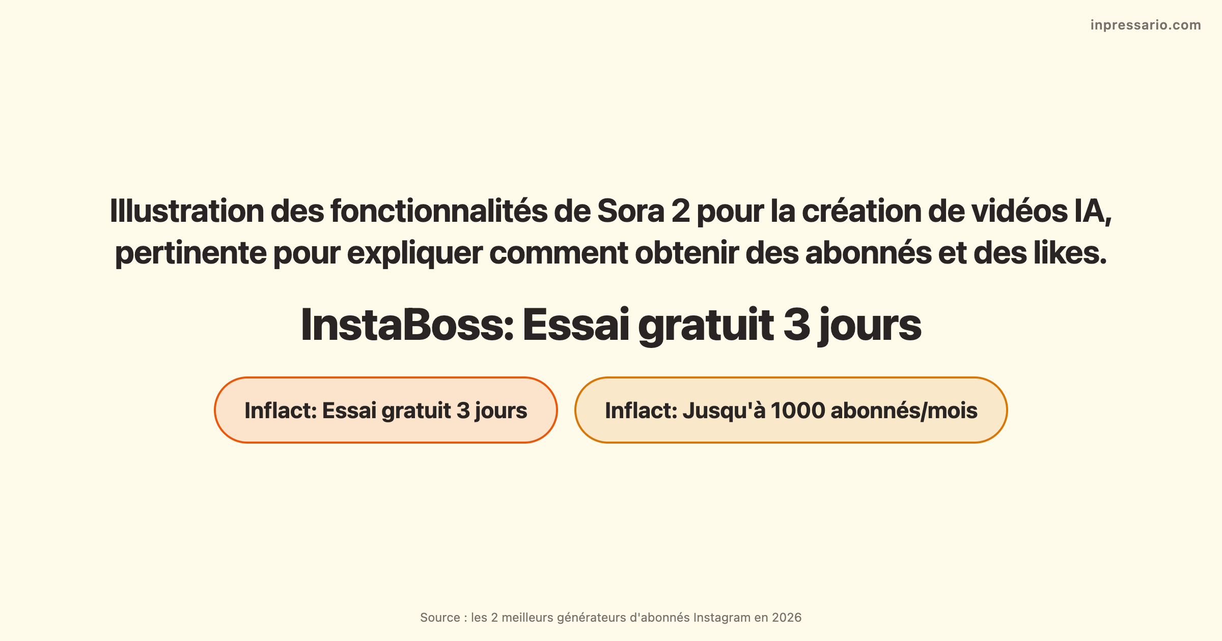 Fonctionnalités de Sora 2 pour créer des vidéos IA et augmenter les abonnés Instagram en 2026.