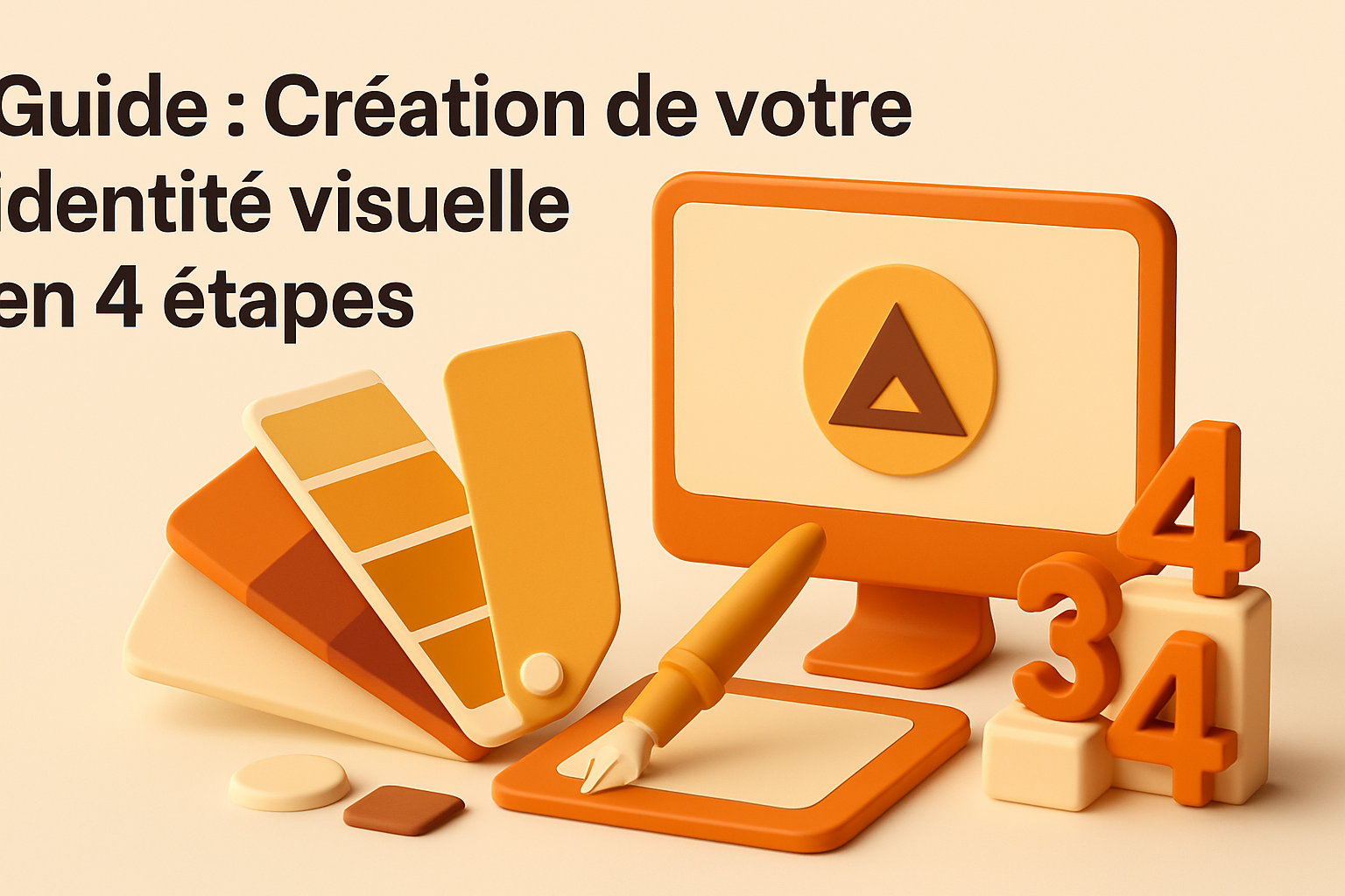 Guide visuel pour créer votre identité visuelle en 4 étapes.