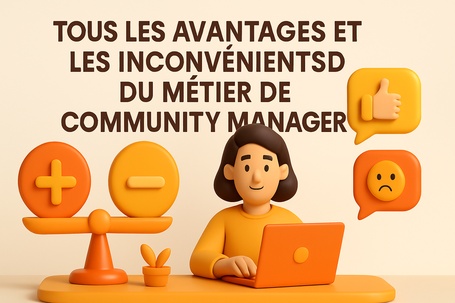 Avantages et inconvénients du métier de Community manager en infographie.